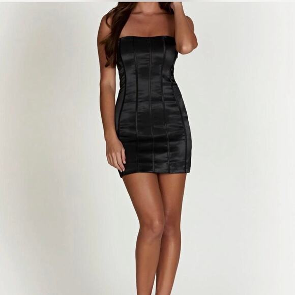 Meshki Amaya Lace Up Corset Mini Dress Size Medium Black NWT - Picture 1 of 14